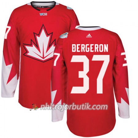Kanada Tröja Patrice Bergeron 37 World Cup 2016 Röd